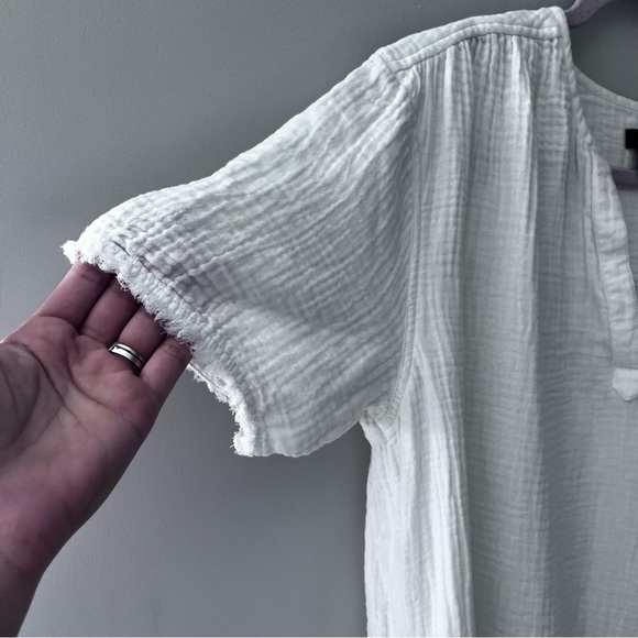 Roots White Raw Hem 100% Midi T-Shirt Dress Women’s Size Small - Picture 7 of 7